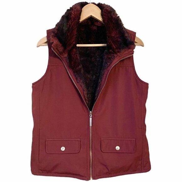 Burgundy Faux Fur Reversible 2 in 1 Vest - Picture 3 of 15